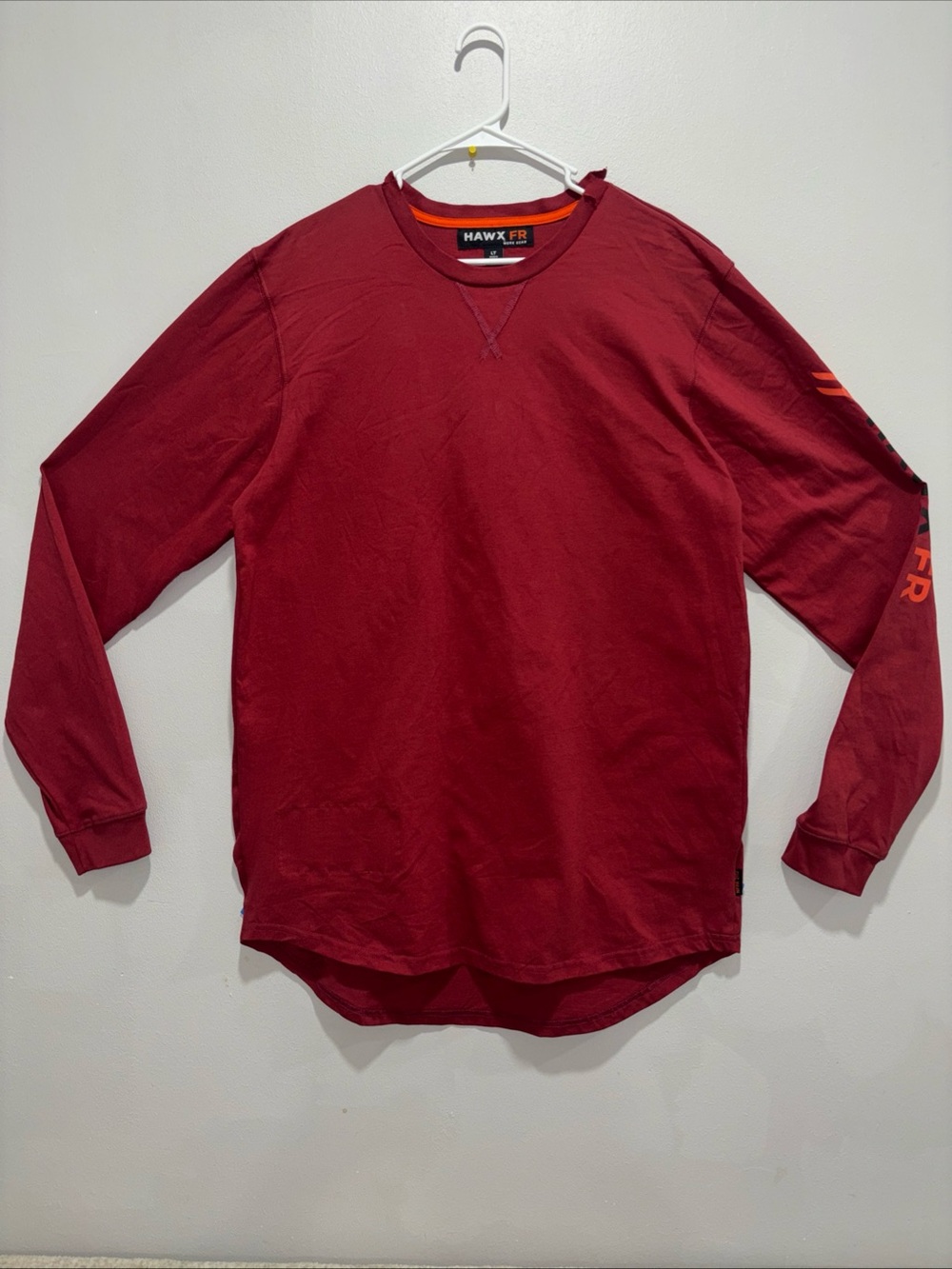 Men’s HAWX FR  Long-Sleeve Crewneck Work Shirt - Burgundy Size LT / Large Tall